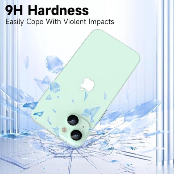 Camera Lens Protector for iPhone 15 6.1"& iPhone 15 Plus 6.7", Tempered Glass Camera Lens Protector Tempered Glass Lens Ring Cover Fit for iPhone 15/iPhone 15 Plus (Green) - Image 3