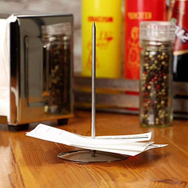 NISUN 180MM Paper Memo Holder, Stainless Steel Receipt Holder, Straight Rod Paper Memo Holder Spike, Bill Fork for Bill Receipt Note Paper Order Office Desk (4 Pack) - Image 6