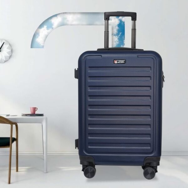 Swiss Military 20 Inch Luggage, Unbreakable Polycarbonate Cabin Size Luggage Blue Color, Textured Hard-Sided Trolley Luggage/Suitcases, HTL99, Blue - Image 3