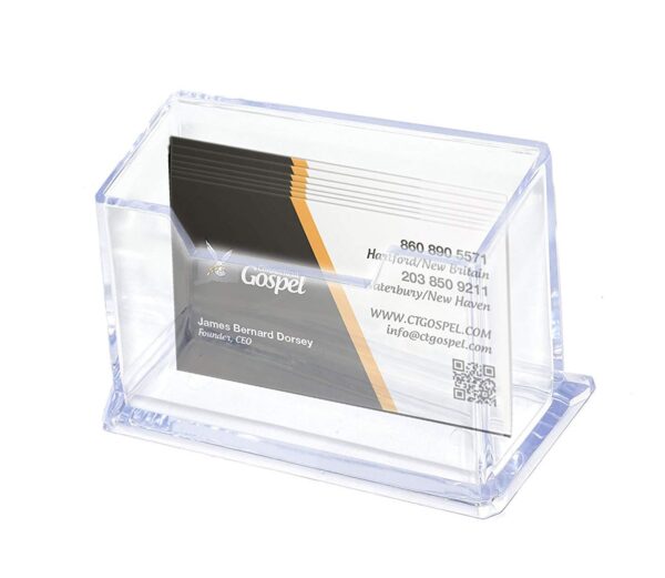 SNDIA 1-Tier Business Card Holder Visiting Card Stand Organizer Clear Card Holder Display Stand for Office (Transparent) - Image 2