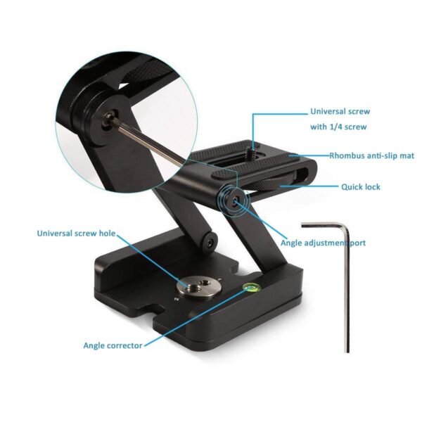 Quikprof DSLR Camera CNC Folding Z Tripod Flex Tilt Ball Head Desktop Stand Holder for Camera Load Upto 3.5kg - Image 4
