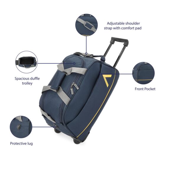 Aristocrat Cadet Polyester 52 Cms Wheel Travel Duffle Bag (Blue), 30 Centimeters - Image 6