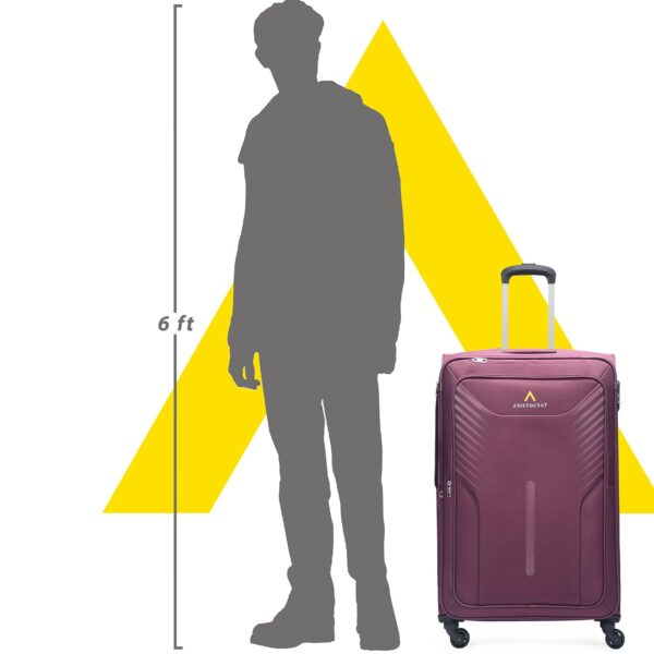 Aristocrat Skyway Large Size Soft Check in Luggage (79 cm) | Spacious Polyester Trolley with 4 Wheels and Combination Lock | Dazzling Maroon | Unisex| 5 Year Warranty - Image 8