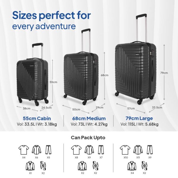 American Tourister Ivy Nxt 55CM Small Hard Luggage Polycarbonate Cabin Trolley Bags for Travel with Mounted TSA Lock for Men & Women - Black - Image 6