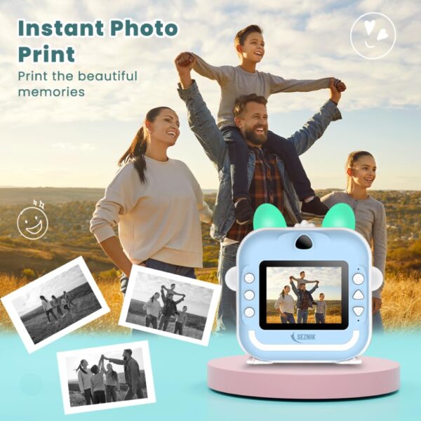 Mini Camera Printer, Click Photo Print, Inkless Bluetooth HD Print | Compatible with Android, iOS Mobile. Instant Print Pictures, Labels | 1 Year Warranty by SEZNIK (Mini-B40-Blue) - Image 7