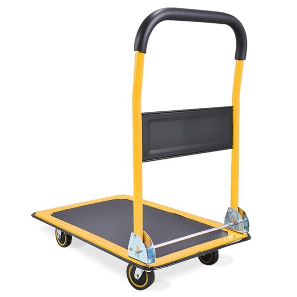 Equal 300kg Capacity Steel Foldable Platform Trolley for Heavy Weight/Material Handling Goods Trolley for Home, Office, Warehouse & Industries - 61cm x 91cm (5" Wheel/Yellow Color) - Image 9