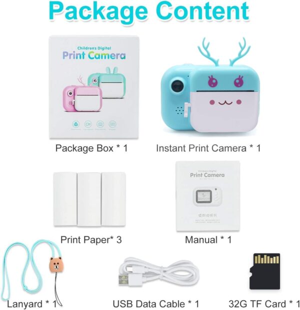 Leqtroniq 40MP Instant Digital Camera for Kids with Print Paper, Child Video Camcorder & Selfie Camera Toy 2.4 Inch Screen & 32GB TF Card (Sky Blue) - Image 7