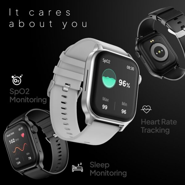 Fire-Boltt Rise Smart Watch, 1.85" HD Display, Metal Body with Bluetooth Calling, Rotating Crown, AI Voice Assistant, 120 Sports Modes, Neon UI, SpO2 & Heart Rate Monitoring (Rise, Grey) - Image 7