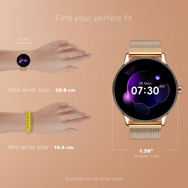 Noise Twist Go Bluetooth Calling Smart Watch for Women with Sleek Metal Dial, Glossy Finish, 1.39" Display, 100+ Watch Faces, IP68, Sleep Tracking, Voice Assistance, Upto 7 Days Battery (Gold Link) - Image 8