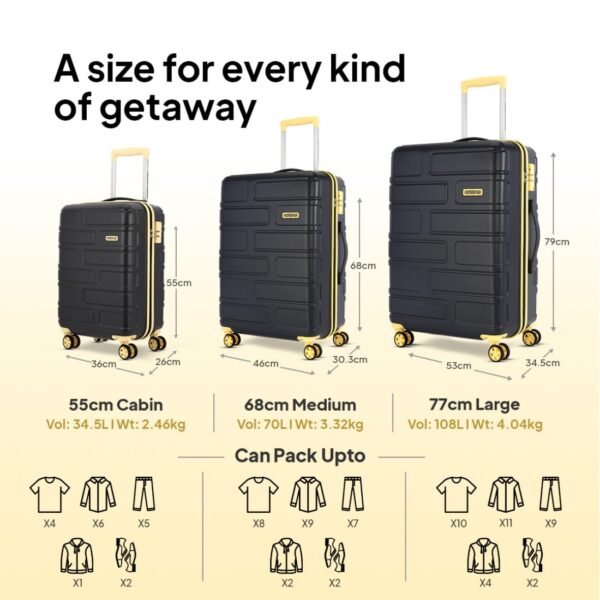 American Tourister BRICKLANE+ 68 CM Medium Check-in Polycarbonate (PC) Hard Sided 8 Wheels Spinner Luggage/Suitcase/Trolley Bag for Travel (Charcoal Grey) - Image 6