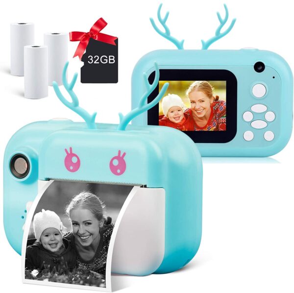 Leqtroniq 40MP Instant Digital Camera for Kids with Print Paper, Child Video Camcorder & Selfie Camera Toy 2.4 Inch Screen & 32GB TF Card (Sky Blue) - Image 2