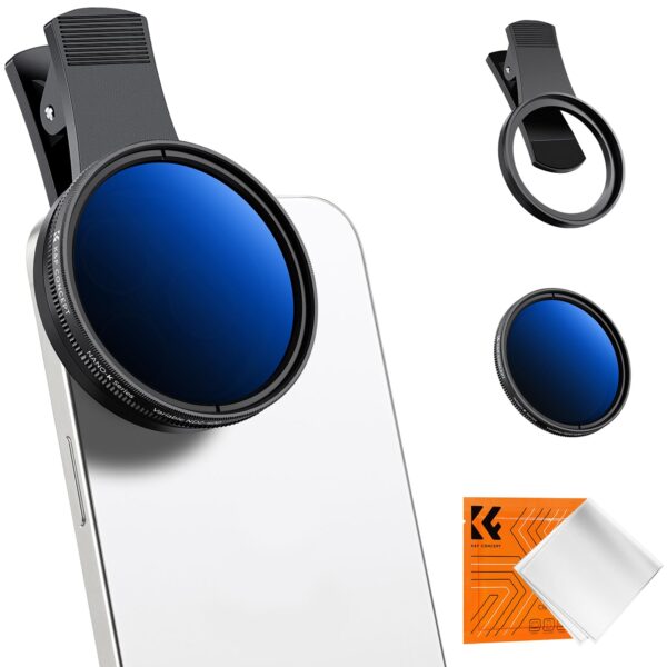 K&F Concept 52mm Clip-on ND2-400 Phone Camera Lens Filter Kit, Adjustable Neutral Density Filter Compatible with iPhone 15 14 13 12 11 - Image 2