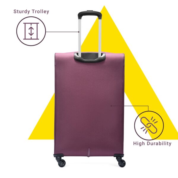 Aristocrat Skyway Large Size Soft Check in Luggage (79 cm) | Spacious Polyester Trolley with 4 Wheels and Combination Lock | Dazzling Maroon | Unisex| 5 Year Warranty - Image 4