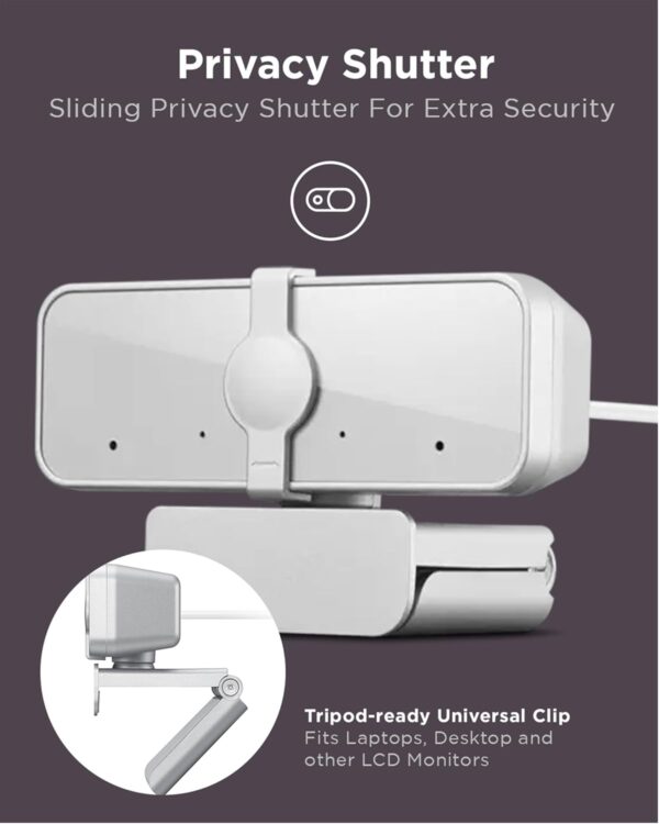 Lenovo 300 FHD Webcam with Full Stereo Dual Built-in mics | FHD 1080P 2.1 Megapixel CMOS Camera |Ultra-Wide 95° Lens, 4X Digital Zoom | 360 Rotation | Flexible Mount | Cloud Grey - Image 7