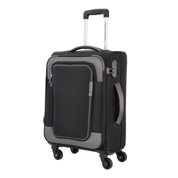 American Tourister Icor (Small) 58Cms|Check-in Spinner Trolley Bag for Travel|Wet Pocket|Expandable|Polyester Luggage|Combination Lock|4 Wheel Suitcase for Men & Women (Black)|Light Weight & Durable - Image 2