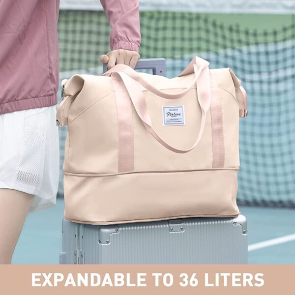 LNT Large Capacity Polyester Folding Travel Bag 25 cms Lightweight Waterproof Carry on Luggage Bags with Fixed Strap Dry and Wet Separation Foldable Travel Duffel Bag for Foldable Bag (Assorted Color) - Image 5