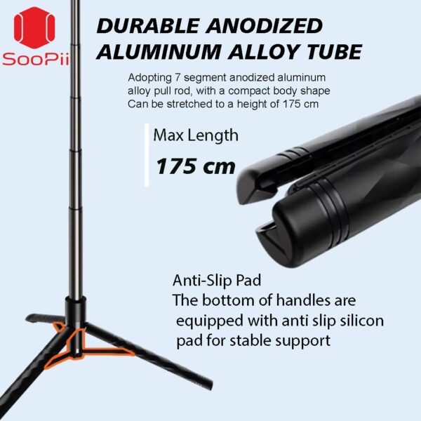 SooPii 69 inch Long Selfie Stick with 360° Rotating Tripod Stand, Aluminum Multifunctional Bluetooth Tripod Stand for Smartphone, GoPro, Action Cameras, Perfect for Vlogging, Travel & Video - Image 4