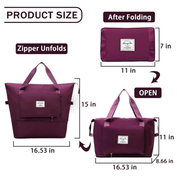 Travel Bags 41 Liter Expandable for Women,Duffle Bags with Wheels and Handle for Women Luggage,Foldable Vanity Traveling Companion Hand Bag for Ladies Personal Items Large Weekend (Wine) - Image 8