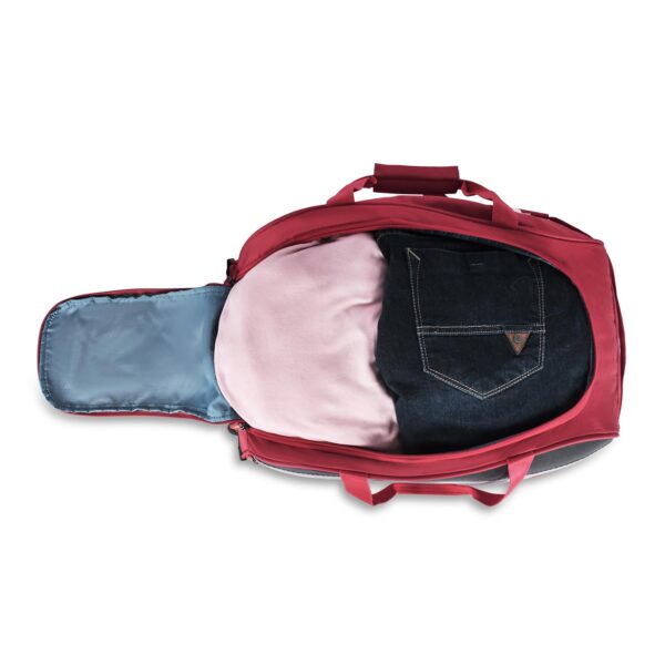 Aristocrat Enigma 52 Cm Polyester Softsided Cabin Size Duffle Trolley with Wheels - Red - Image 7