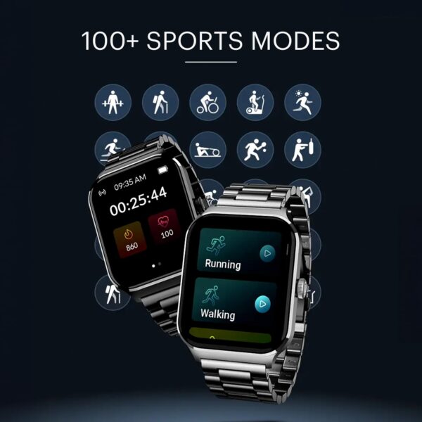 Noise Canvas Smart Watch with 1.96" Vivid Display, Functional Crown, BT Calling, 150+ Watch Faces, AI Voice Assistant, Health Suiteᵀᴹ, 100+ Sports Modes, IP67, Upto 7 Days Battery (Elite Black) - Image 7