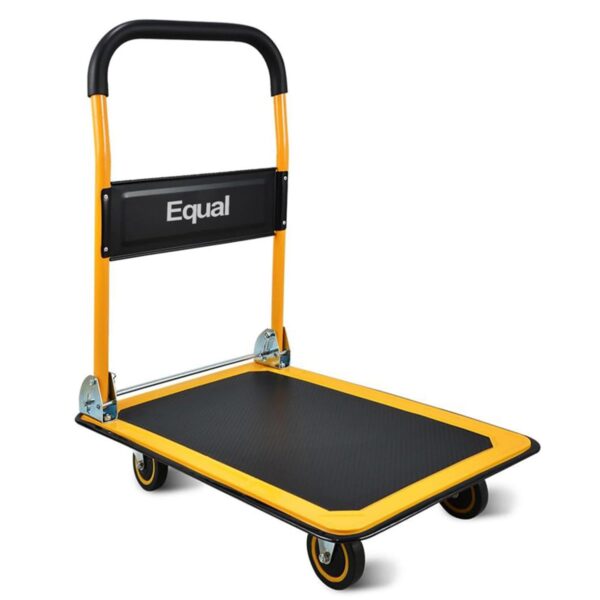 Equal 300kg Capacity Steel Foldable Platform Trolley for Heavy Weight/Material Handling Goods Trolley for Home, Office, Warehouse & Industries - 61cm x 91cm (5" Wheel/Yellow Color) - Image 2