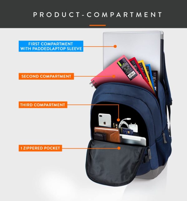 Lunar's Bingo - 48 L Laptop Bag | School bag for boys | Laptop bag 15.6 inch | Water Resistant Laptop Backpack | College bag | Office backpack for men | Travel backpack with 1 Year Warranty - Image 6