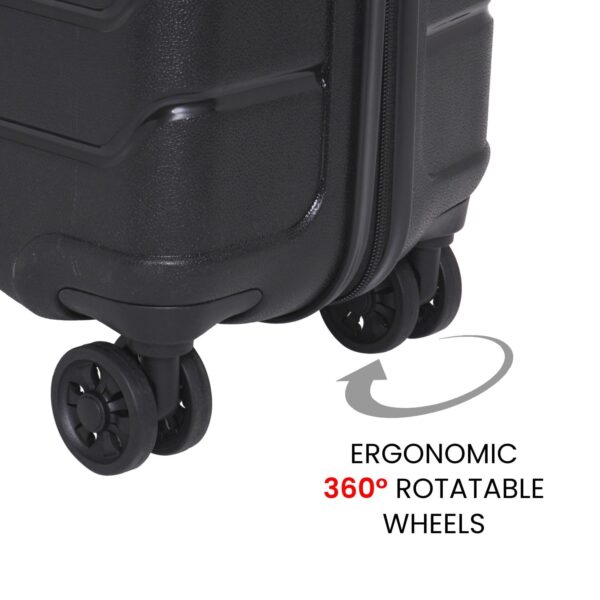 Swiss Military Rhombus Black 55 Cms Small Cabin Polycarbonate Hardshell Sided 8-360 Degree Rotatable Wheels Luggage/Suitcase - Image 4