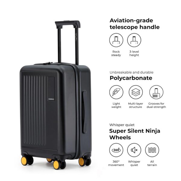 MOKOBARA The Transit Trolley Luggage|40L Capacity TSA Lock Silent Ninja Spinner Wheels Telescopic Handle Polycarbonate Hardshell|Ideal for Travel & Weekend Getaways (Small Black 2.0 Cabin) - Image 4