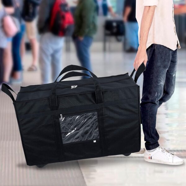 Storite Nylon 70 Cm Large Travel Duffle Bag Luggage Storage Trolley Bag Luggage Bag for Travel with Five Wheels & Front Transparent Pocket (Black, 70 x 27.5 x 45 cm) - Image 10