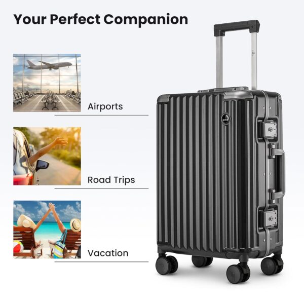 THE CLOWNFISH Stark Series Luggage Polycarbonate Hard Case Suitcase Eight Wheel Trolley Bag With Double Tsa Locks- Sooty Black (Small Size,57 Cm-22 Inch,8 Spinner) - Image 6
