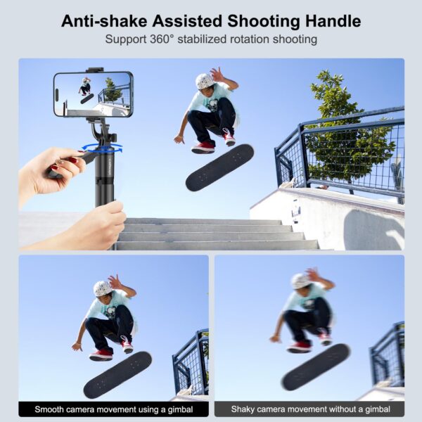 Celfiexpt 71 inch Selfie Stick Tripod 360 Degree Rotation Anti Shake Handle Long Tripod Stand with Bluetooth Remote for Mobile Phone Multi-Function Selfie Stick for iPhone Android Phone Camera Gopro - Image 7