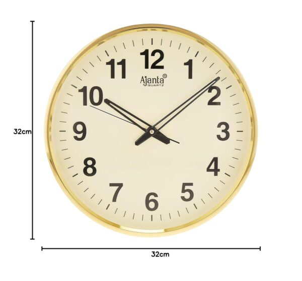 Ajanta Quartz Analog Wall Clock(32 Cm X 32 Cm X 3.5 Cm,Gold,Plastic) - Image 5