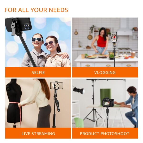 Amazon Basics Long Selfie Stick Tripod Stand with Hand Grip | Anti Shake, Upto 172 cm extendable | for Mobile, Gopro, Camera & Ringlight - Image 7