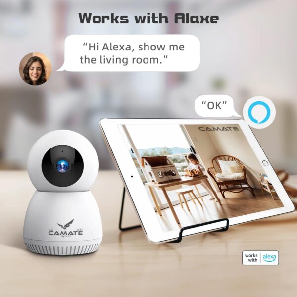 Camate Hybrid 4G Sim Based + Wi Fi Based 3MP Smart Indoor CCTV Camera | Baby Monitoring Surveillance | Motion Detection & Tracking | Night Vision | 2-Way Audio | Support 256GB Micro SD Card - Image 8