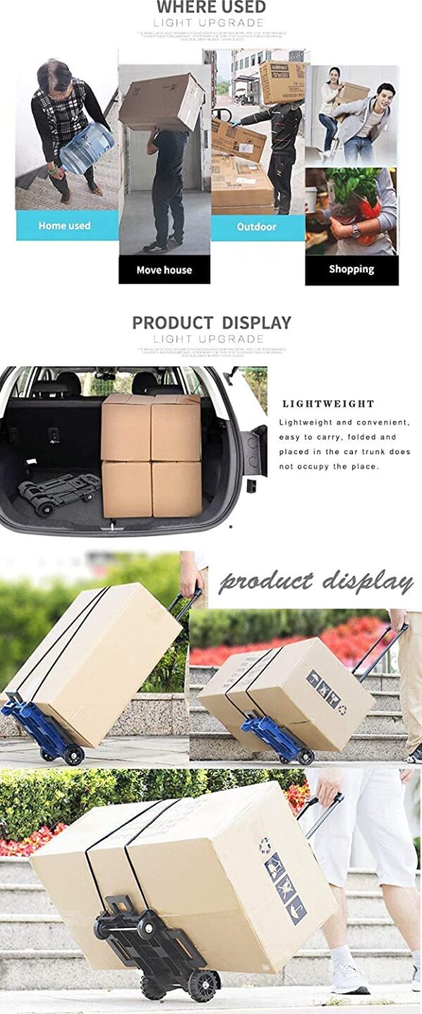 VIPREKHO Foldable Lightweight Travelling Luggage Cart Carrier Trolley with Extendable Adjusted Handle (Multi Color) - Image 5