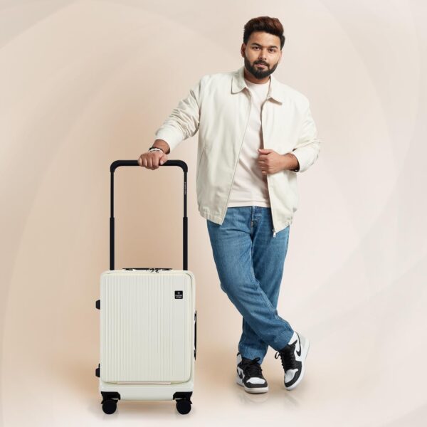 Nasher Miles Silicon Valley Hard-Sided Polycarbonate TSA Lock & Wide Telescopic Handle Cabin Luggage with Laptop Compartment White 20 inch |55cm Trolley Bag - Image 10
