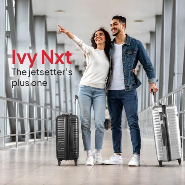 American Tourister Ivy Nxt 79CM Large 4 Spinner Wheels Hard Luggage Polycarbonate Check-in Trolley Bags for Travel with Mounted TSA Lock for Unisex - Silver - Image 3