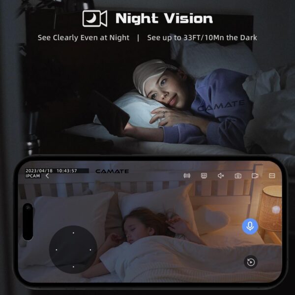 Camate Hybrid 4G Sim Based + Wi Fi Based 3MP Smart Indoor CCTV Camera | Baby Monitoring Surveillance | Motion Detection & Tracking | Night Vision | 2-Way Audio | Support 256GB Micro SD Card - Image 9