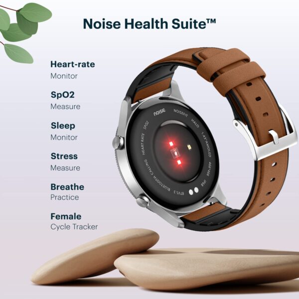 NoiseFit Halo 1.43" AMOLED Display, Bluetooth Calling Round Dial Smart Watch, Premium Metallic Build, Always on Display, Smart Gesture Control, 100 Sports Modes (Vintage Brown) - Image 6