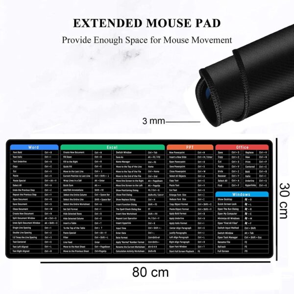 Seagull flight of fashion Large Extended Mouse Pad XXL with Non-Slip Rubber Base, Stitched Edge Mouse Mat for Laptop, Computer & Desk - 80 x 30 x 0.3 cm - Shortcut Keys Design - Image 3
