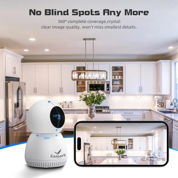 Camate Hybrid 4G Sim Based + Wi Fi Based 3MP Smart Indoor CCTV Camera | Baby Monitoring Surveillance | Motion Detection & Tracking | Night Vision | 2-Way Audio | Support 256GB Micro SD Card - Image 3