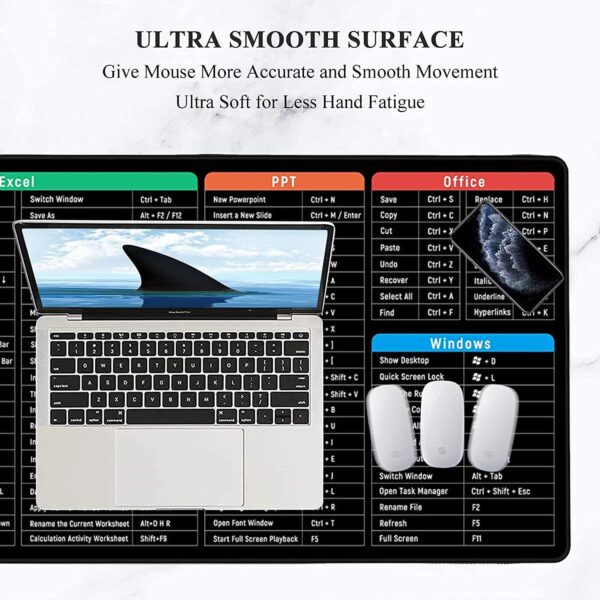 Seagull flight of fashion Large Extended Mouse Pad XXL with Non-Slip Rubber Base, Stitched Edge Mouse Mat for Laptop, Computer & Desk - 80 x 30 x 0.3 cm - Shortcut Keys Design - Image 4