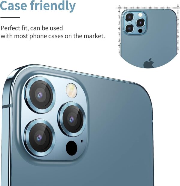 GadgetBite Camera Lens Protector for iPhone 13 Pro 6.1"& iPhone 13 Pro Max 6.7", Tempered Glass Camera Lens Protector Tempered Glass Lens Ring Cover for iPhone 13 Pro/iPhone 13 Pro Max (Sierra Blue) - Image 6