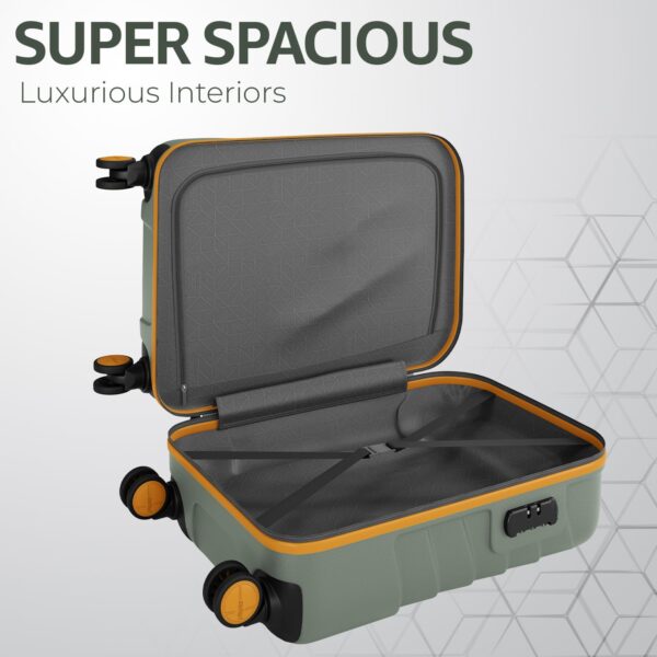 Safari Crescent 8 Wheels 56cm Small Cabin Trolley Bag Hard Case Polycarbonate 360 Degree Wheeling System Luggage, Travel Bag, Suitcase for Travel, Trolley Bags for Travel, Thyme Green - Image 9