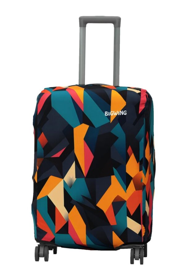 BIGWING Protective Cover in Polyester Fabric with Abstract Print Multicolour | 24' Inch 65 cm Medium Size | Hard Luggage Trolley Bag Cover (Fitts Only On Fiber - Plastic Trolley Bag) - Image 2