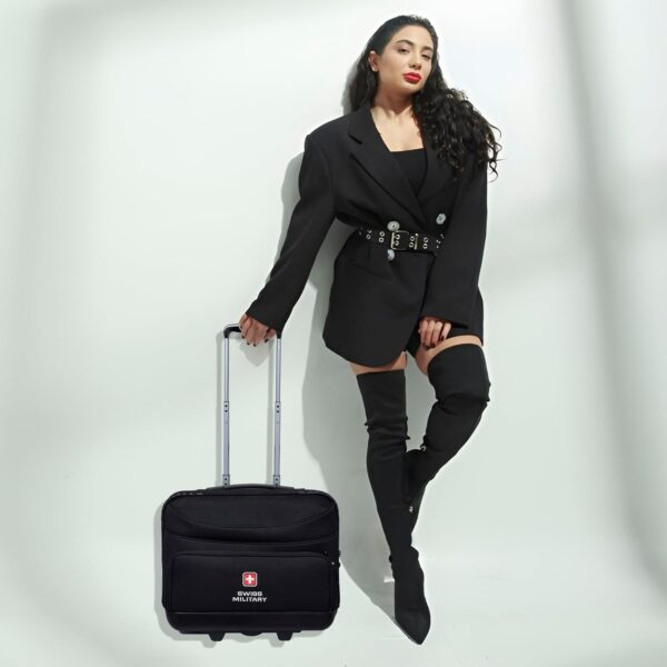 Swiss Military PilotPro Hard and Soft Laptop Overnighter Trolley Bag, 30L Lightweight Cabin Luggage, Fits 15.6 Inch Laptop, Business Travel Bag with Organizer, Combination Number Lock - Black, LTB2 - Image 3