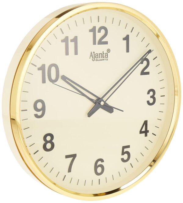Ajanta Quartz Analog Wall Clock(32 Cm X 32 Cm X 3.5 Cm,Gold,Plastic) - Image 2