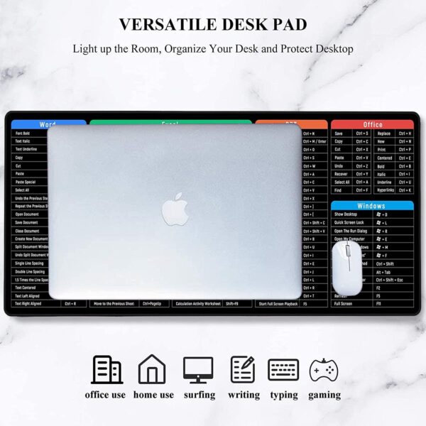 Seagull flight of fashion Large Extended Mouse Pad XXL with Non-Slip Rubber Base, Stitched Edge Mouse Mat for Laptop, Computer & Desk - 80 x 30 x 0.3 cm - Shortcut Keys Design - Image 6
