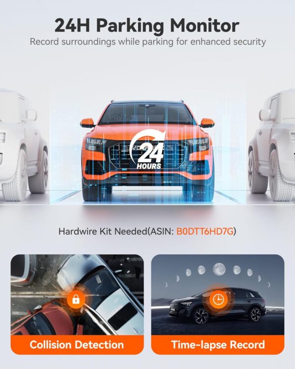 WOLFBOX G850 PRO 4K Smart Mirror Dash Cam with ADAS & BSD, 12” Rear View Mirror Camera, 5.8GHz WiFi, Voice Control, Includes 64GB Card, GPS, G-Sensor & Loop Recording. - Image 10