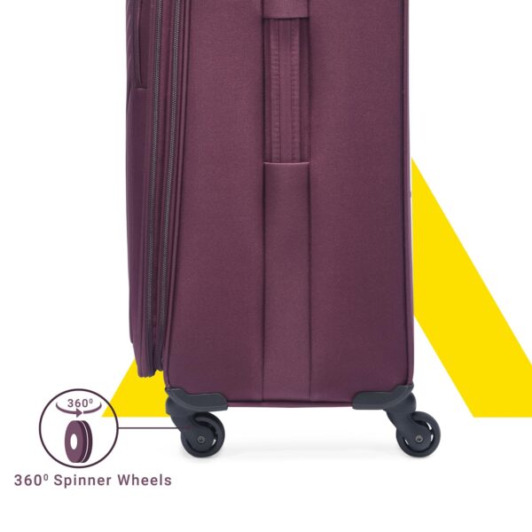 Aristocrat Skyway Large Size Soft Check in Luggage (79 cm) | Spacious Polyester Trolley with 4 Wheels and Combination Lock | Dazzling Maroon | Unisex| 5 Year Warranty - Image 6